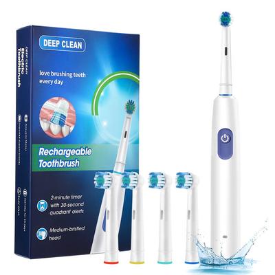 Brosse à dents électrique rechargeable pour couple avec tête ronde à poils souples et action rotative