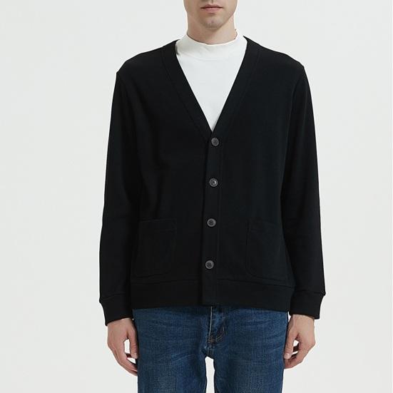 Fall Winter Men Cardigan V Neck Knitted Solid Color Elastic Pure Color Loose Buttons Single-breasted Formal Business Style Sweater Coat