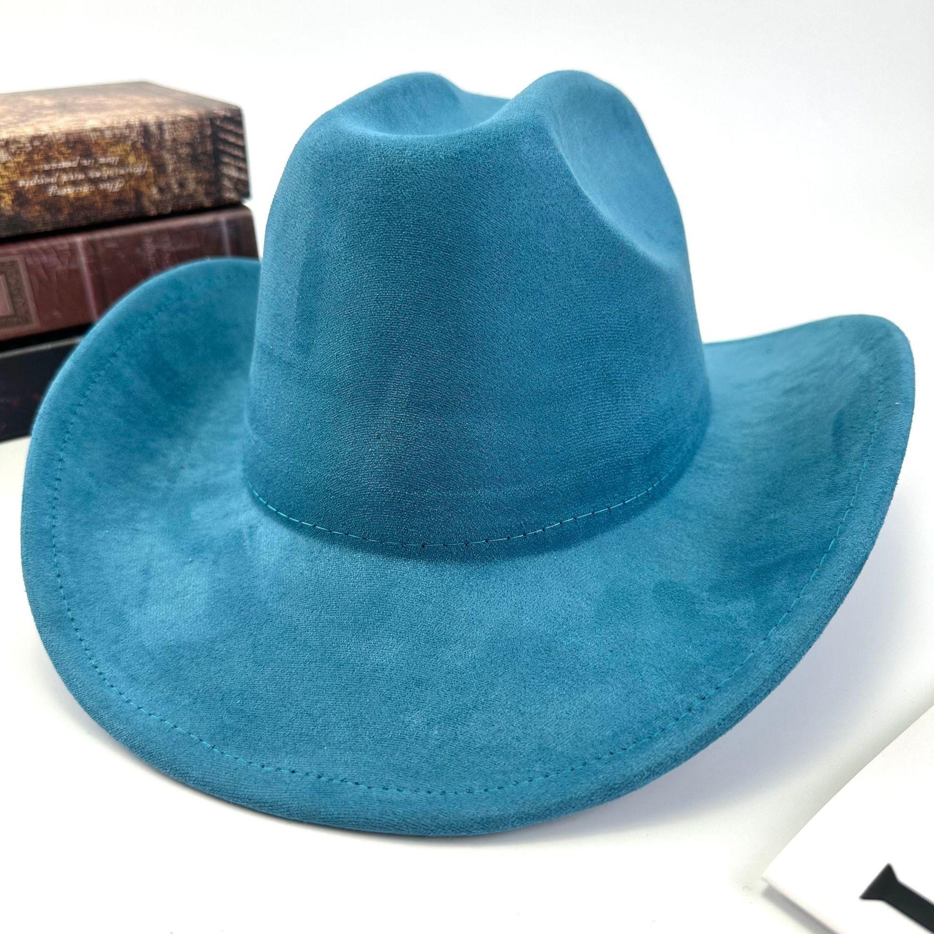

Western Cowboy Hat Women Woolen British Suede Light Board One-Word Top Hat Felt Hat M（56-58cm）