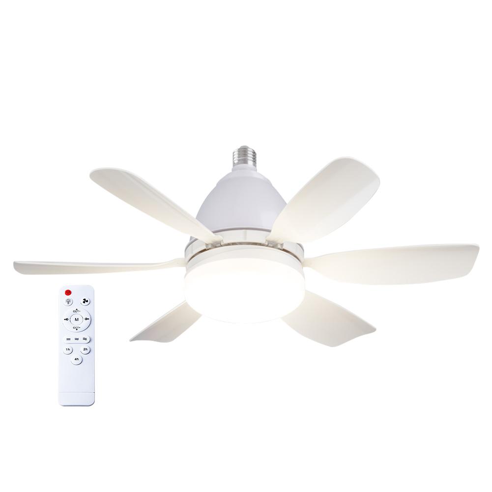 2-in-1 Elektrischer Akku-Ventilator 5 Gänge Bürstenloser Motor Ventilatorlicht mit APP-Fernbedienung Timer-Licht Ventilator für Wohnzimmer Camping