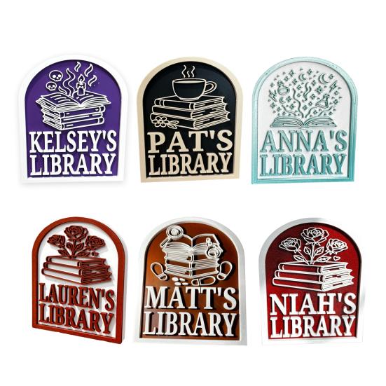 Personalized Library Sign 3D Bookshelf Book Store Decor for Home Library or Reading Nook Bookish Gifts for Book Lovers Reader Women Students