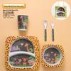 Conjunto de Louça Infantil Dividida em Fibra de Bambu Mundo Animal