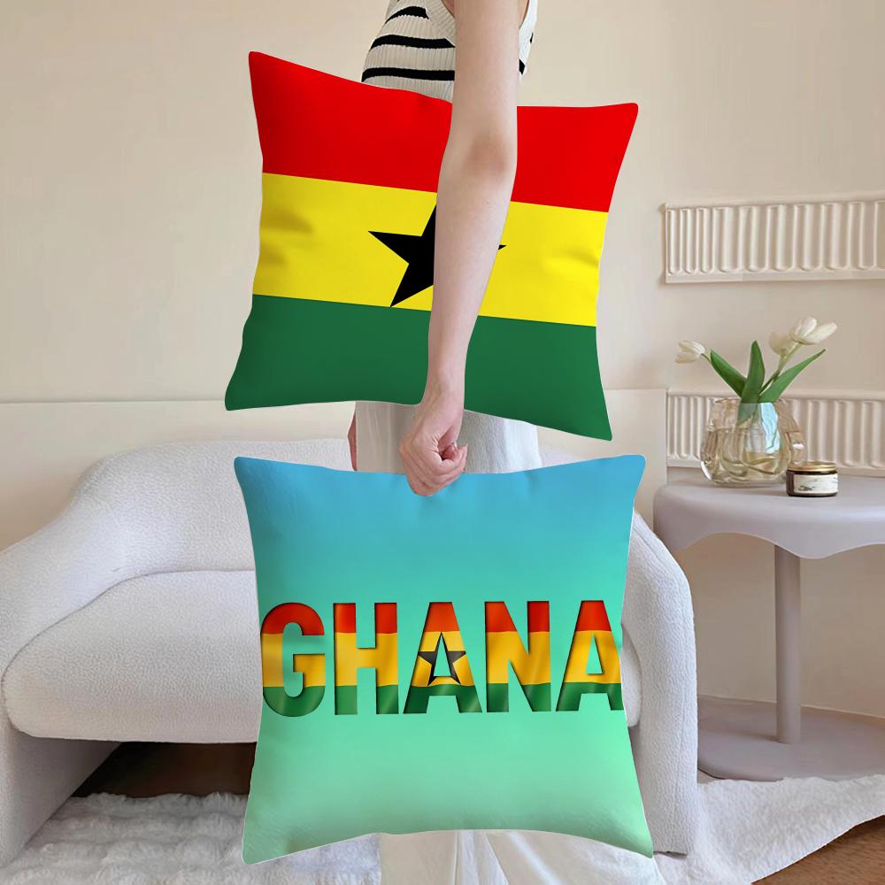 Ghana Gha Flag Cushion Cover Eco-Friendly Odorless Healthy Pillowcase Soft & Comfortable Kid-Safe No Filling