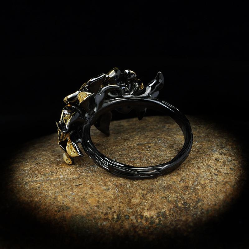Luxurious and Atmospheric Women's Flower-shaped Colorful Zircon Ring Party Ring Accessories