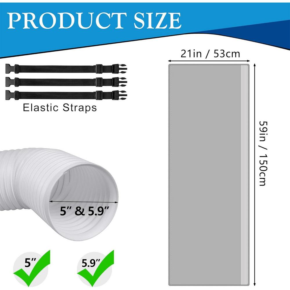 Portable AC Hose Cover Portable Air Conditioner Cover Tube Sleeve Flexible Insulated Dust Proof Fit 5.9 Inch 5 Inch Diameter
