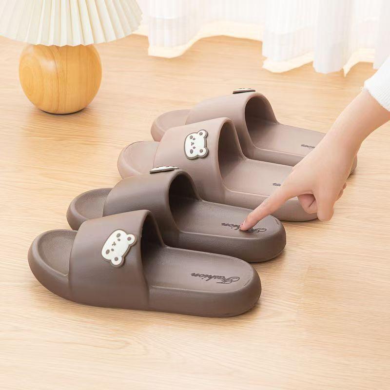Beach Slides Slippers Sandals Cute Bear Summer Home Non-Slip Thick Sole Cartoon Younger Slippers for Man