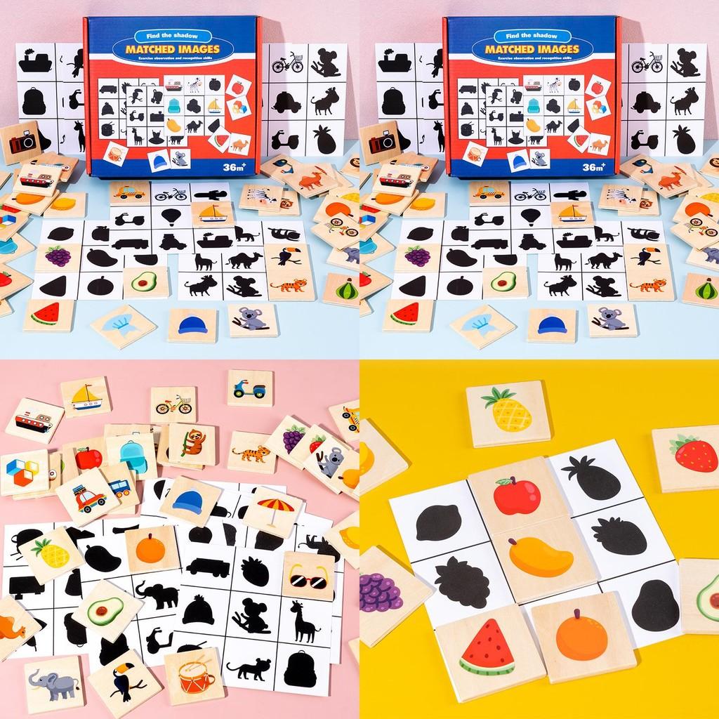 Shadow Wooden Animal Matching Puzzle Game Family Interactive Toy Educational