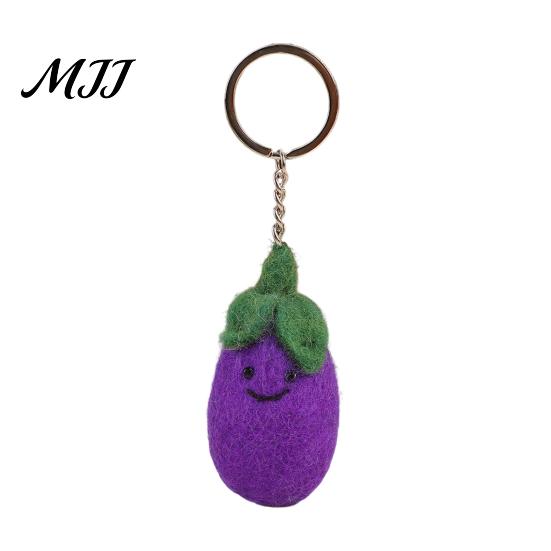 Crochet Fruit Pendant Felt Cartoon Vegetable Keychain, Garlic Pearl Mangosteen Corn Eggplant Bag Decoration Pepper Keyring Pendant, Handmade Keychain