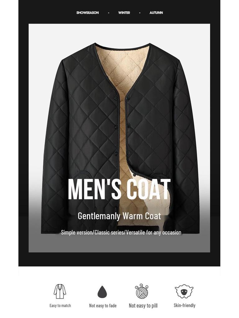 Men’s Cotton-Padded Winter Jacket for Middle-Aged and Elderly: Thick, Warm, Velvet-Lined for Dad and Grandpa