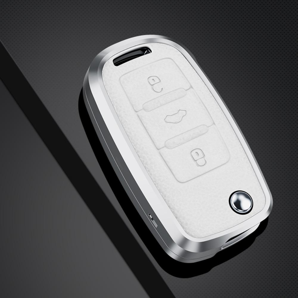 Alloy Leather Car Key Case Full Cover For Vw Volkswagen Polo Golf Passat Beetle Caddy T5 Up Eos Tiguan Skoda A5 Seat Leon Altea