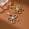 Full diamond trendy sweet and cute hollow out high-quality flower earrings and earrings with accessories