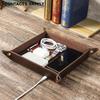 Wireless Charging Leather Desk Organizer – Handmade Square Tray for Office Supplies