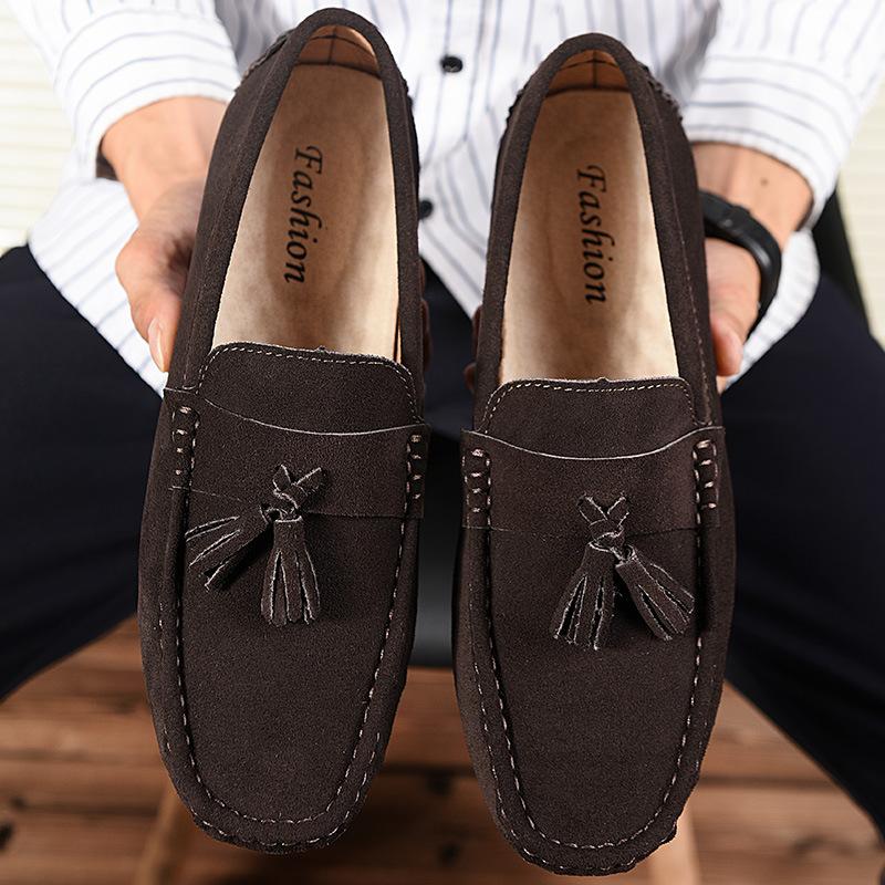 Hot-Selling Doudou Shoes Men'S Leather Comfortable Driving Shoes Single Shoes Casual Men'S Shoes One Piece
