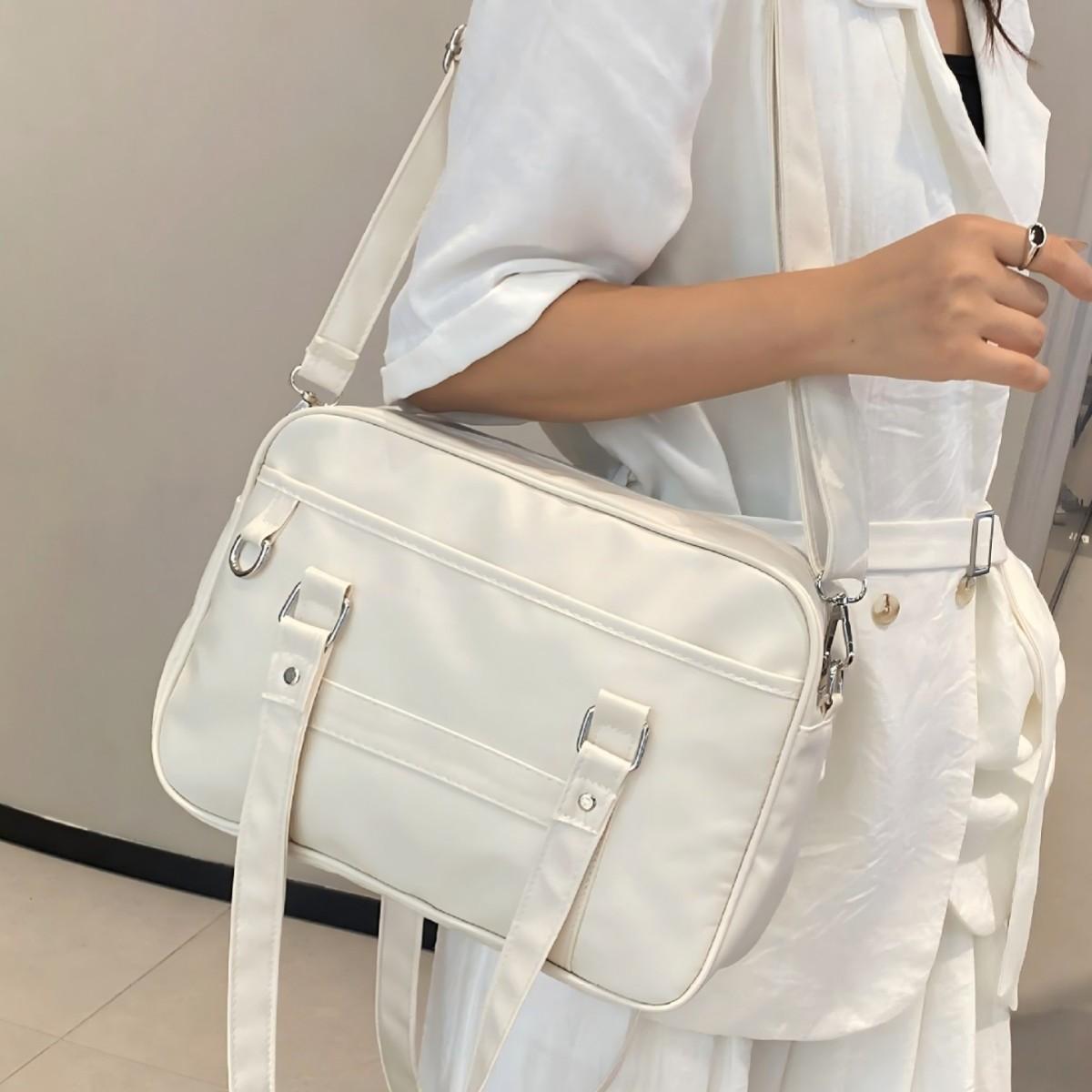 2025 Original Japanische JK Uniform Tasche Damen Zweidimensionale Umhängetasche für Pendler Einfacher College-Stil Große Handtasche weiß