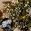 10/30/50Pcs Christmas Decorations Acrylic Bead Drop Stems Flowers Crafts for Xmas Tree Gifts DIY Floral Party Decor Accessories