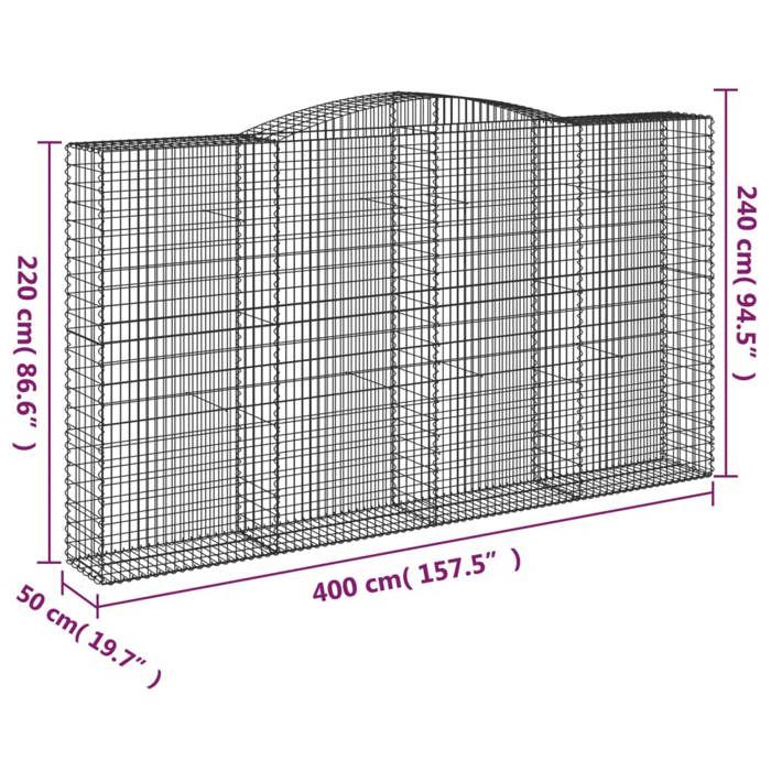 VidaXL 2x Arched Gabion Baskets Arched Gabion Cages Gabion Walls Garden Fences Terrace Outdoor 3147074