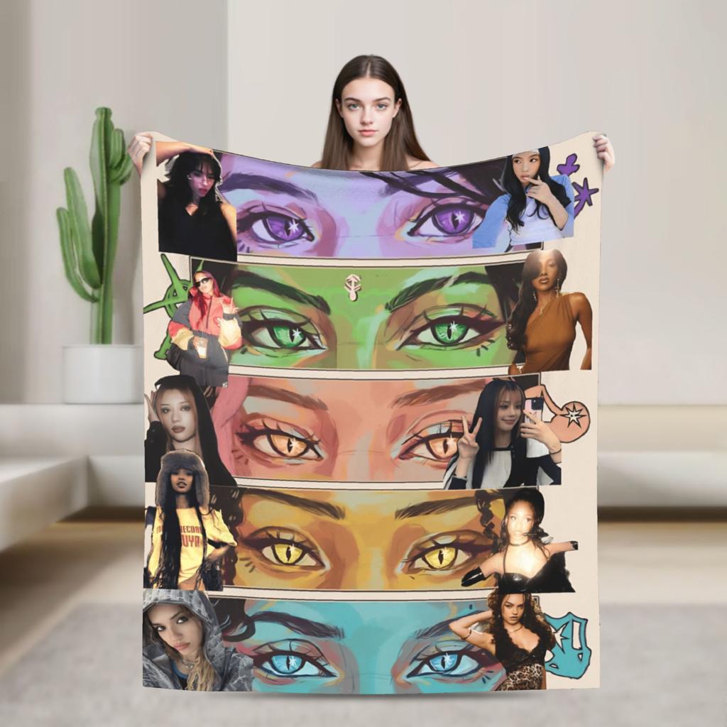 Katseye Kpop Flannel Blankets Winter Soft Durable Bedding Throws for Children Outdoor Graphic Bedspread Sofa Bed Cover