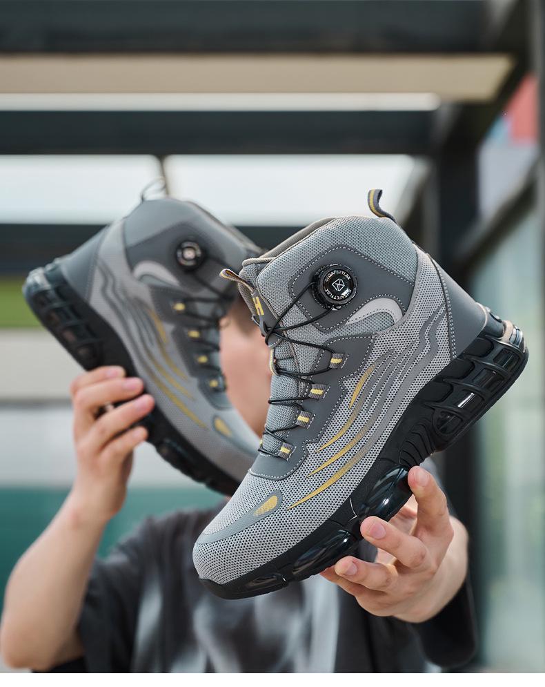 Lightweight Rotating Button Safety Shoes - Anti-Smash, Anti-Puncture; Ideal for Construction & Labor Work