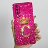 Back Cover For Huawei P30 ELE-L29 P 30 Pro VOG-L29 Crown Initial Letter Phone Case Liquid Soft Silicone Lens Protective Casing