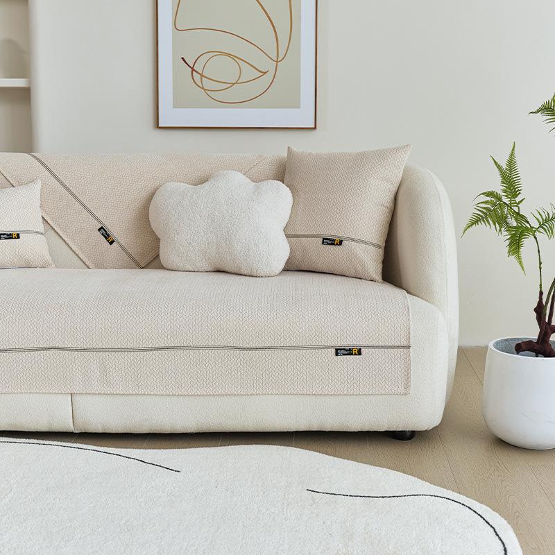 Sofa Cushion Four Seasons Universal Nordic Simple Milky White Sofa Cover Towel Backrest Armrest Chenille Sofa Cover