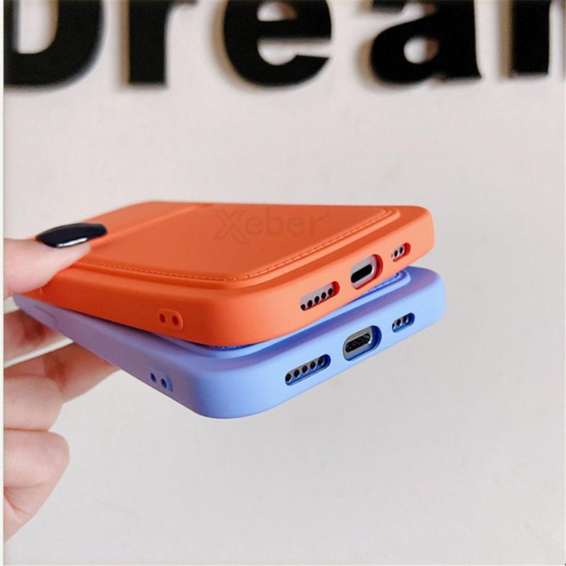 Soft Silicone Phone Case For iPhone 13 Pro Max 12 11 Card Slots Pocket Wallet Back Cover for Samsung S21 A32 Xiaomi Poco M3 Pro Redmi 9T