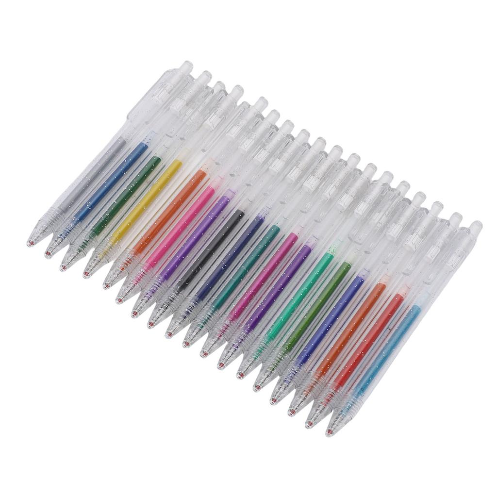 18 Colors Gel Ink Pen Set Retractable 1.0mm Tip Glitter Drawing Pen for Journal Coloring Calendar Decoration