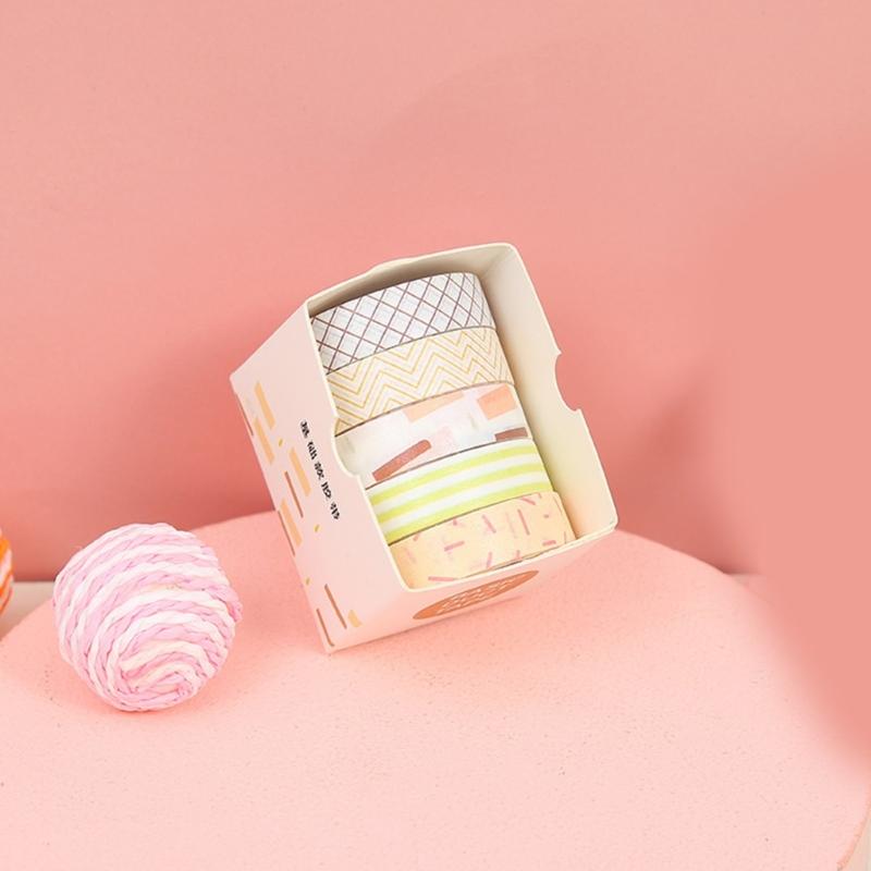 5Rolls of Decorative Tape Scrapbooking Tape for Art Craft 10mmx2m Aesthetic Masking Tape for Journal Album Wrapping