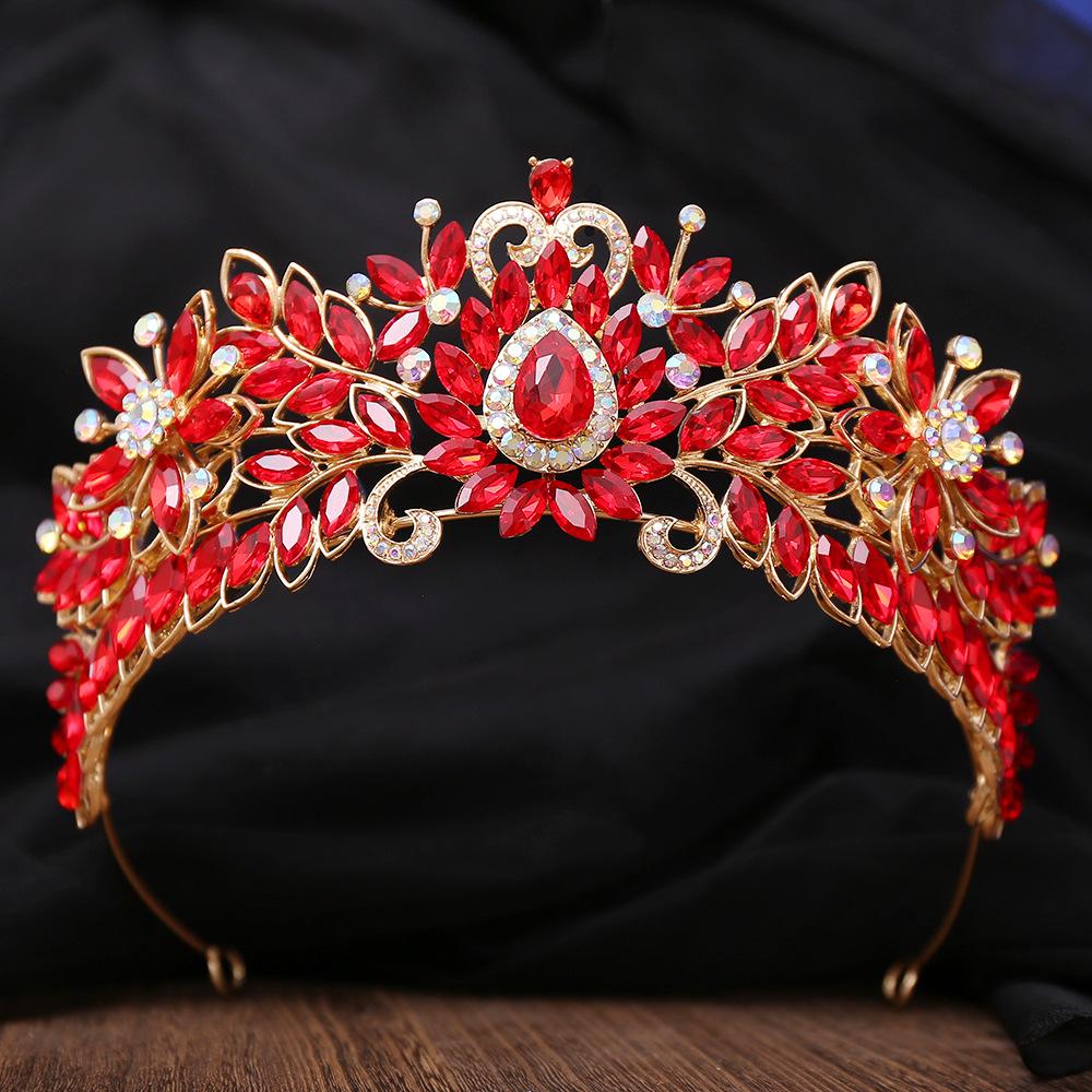 

DIEZI 8 Colors Baroque Crystal Opal Tiara Crown Women Girls Party Fashion Luxury Elegant Rhinestone Dress Crown Hair Accessories