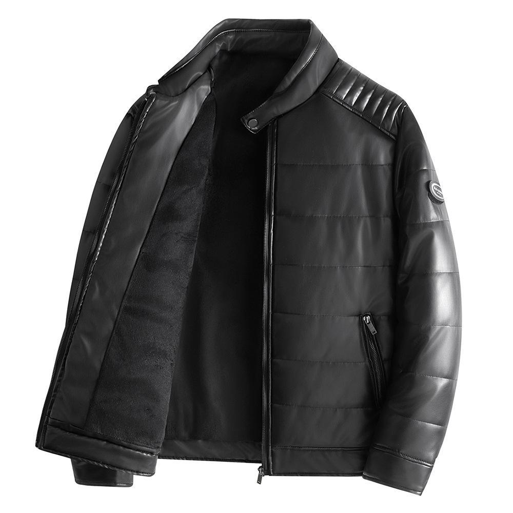 

Красивая кожаная куртка мужская бархатная утолщенная хлопковая куртка стойка воротник кожаная куртка корейский стиль мотоциклетная куртка новинка осень и зима 4XL