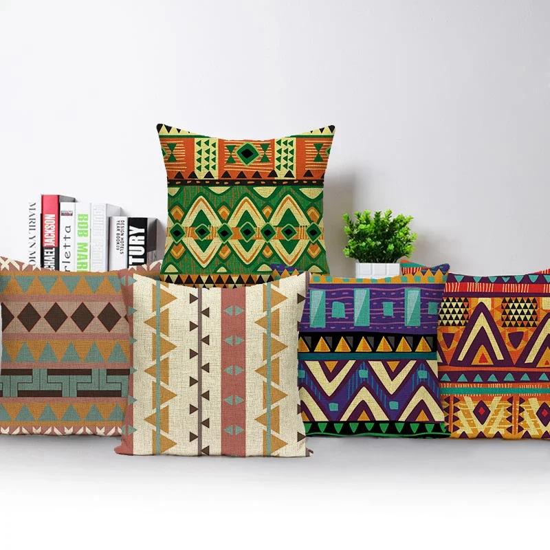 Retro High Quality Pillowcase African Ethnic Stripe Bohemian Sofa Bed Car Cushion Cover Textile Printed Decor Pillow Cover