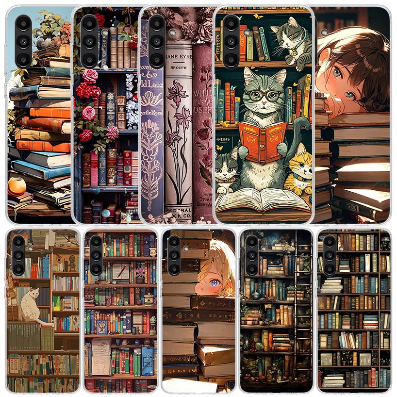 Read Books Illustration Reading Cover for Samsung Galaxy A17 A37 A57 A16 A26 A36 A56 A15 A14 A55 Phone Case A13 A53 A25 A35 A24