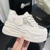 Spring New Small Thick-soled Inner Height Increase Small White Shoes Women's Muffin Shoes Summer Lace Mesh Breathable Board Shoes