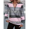 Fashionable Casual Spring/Autumn New Arrival Denim Print Zippered Round Neck Long Sleeve Women's Top