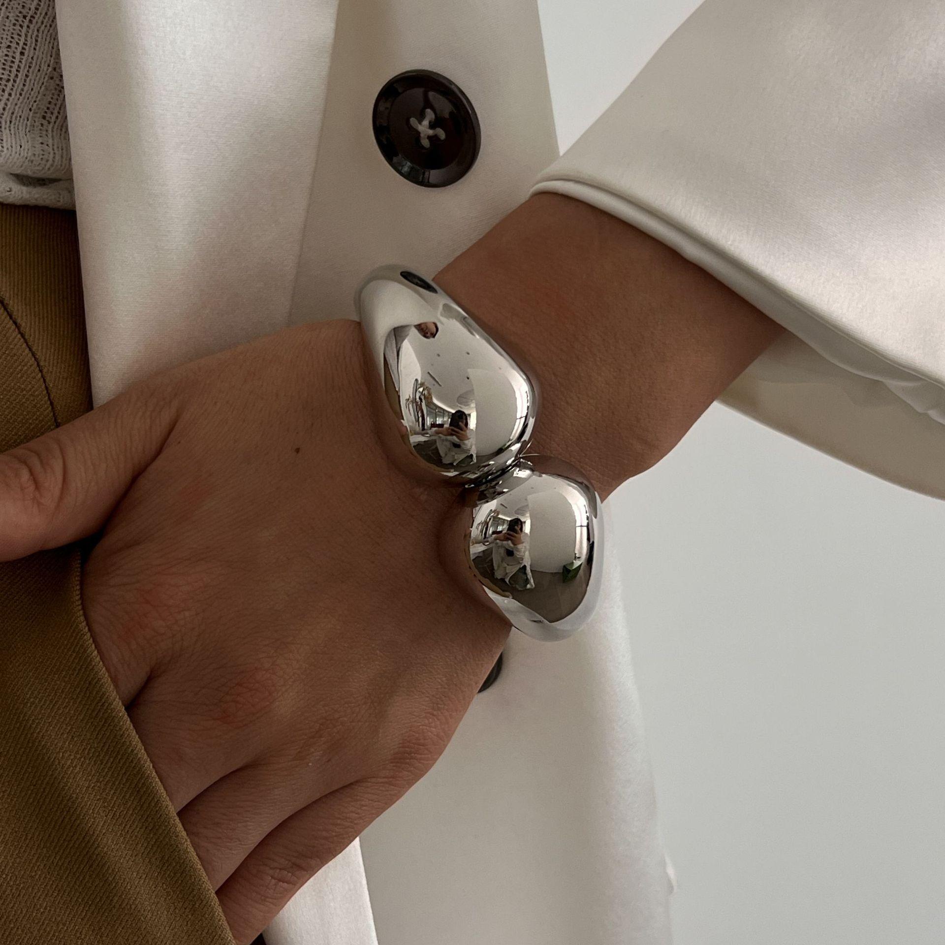 

DIEZI Преувеличенные Капли Воды Тяжелый Металл Манжета Широкие Браслеты Хип-Хоп Панк Пружинные Браслеты Для Женщин Массивные Браслеты Мужские Украшения