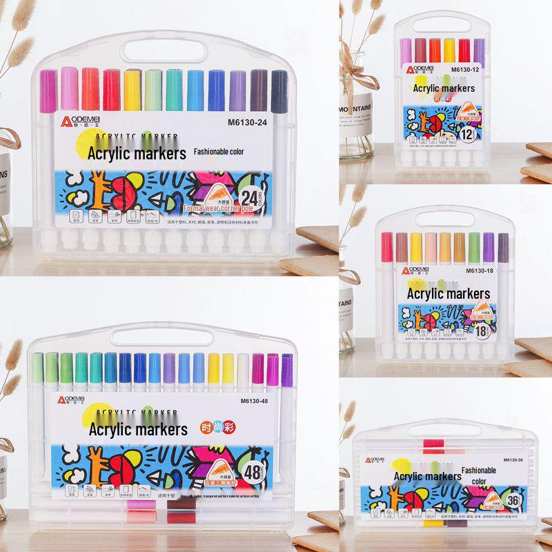 Acrylic Marker Pen Set - 12, 24, 36, 48 Colors for Kids Art and Painting with Portable Box