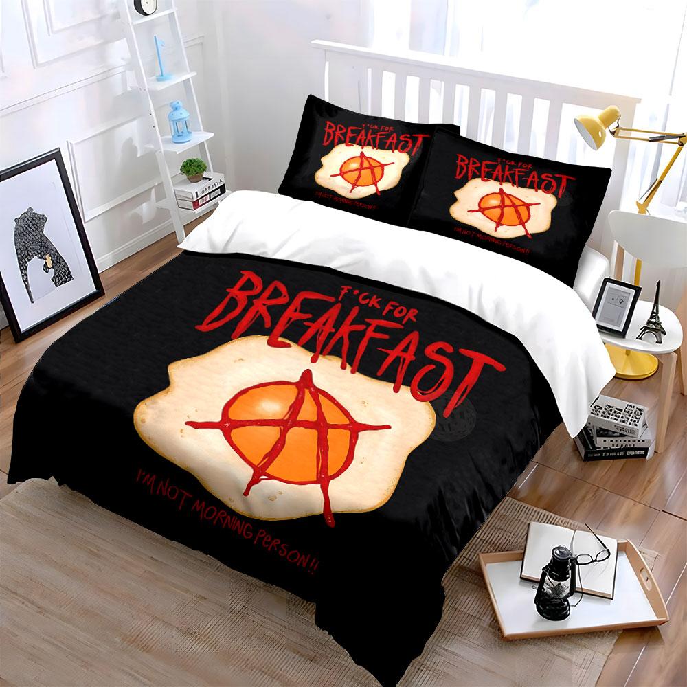 "Egg Anarchy Breakfast Duvet Set" Bedding Duvet Cover Set Duvet Cover Pillowcases  (1 * Duvet Cover 2 * Pillowcases, Without Duvet Insert)
