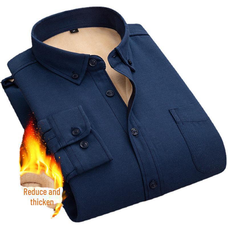 Cămașă de catifea cu mânecă lungă pentru bărbați, trend urban - Călduroasă, croială largă, business casual