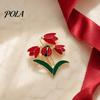 Elegant Floral Jewelry Enamel Tulip Ladybug Brooch for Women, Oil-Dripping Flower Ladybird Decorative Accessory Lapel Pin, Sweater Cardigan Coat Suit