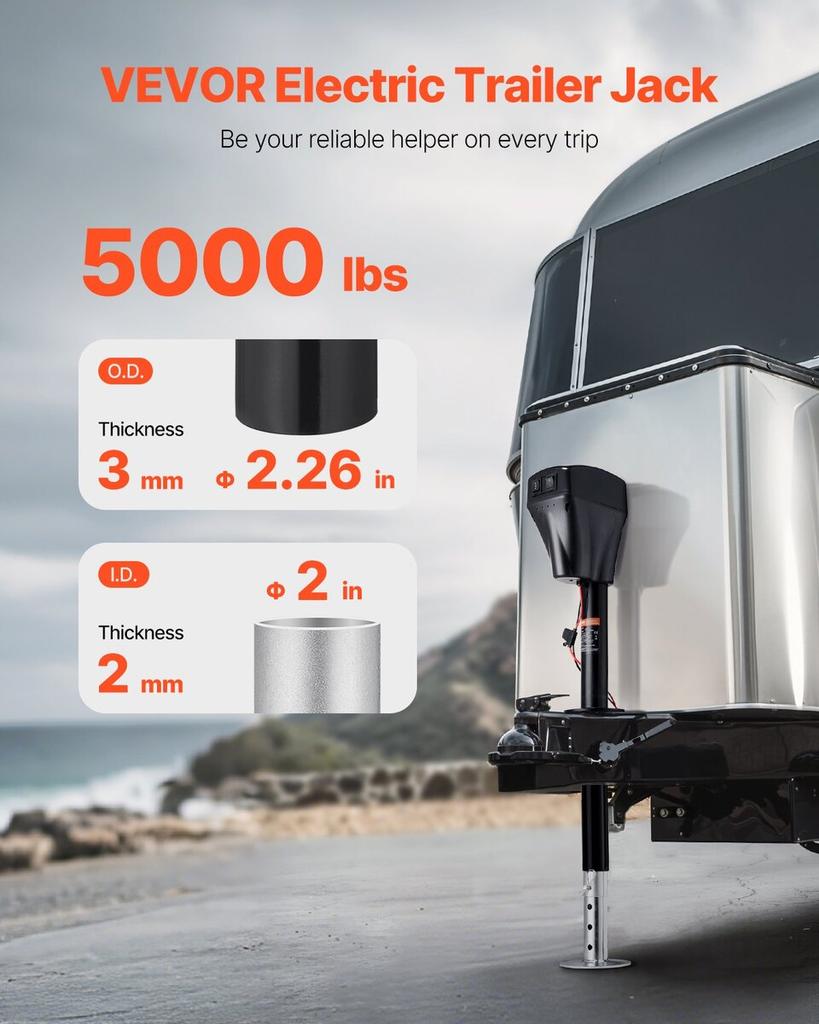 Carrello di traino elettrico 5000 libbre Jack a timone motorizzato per rimorchio RV e camper