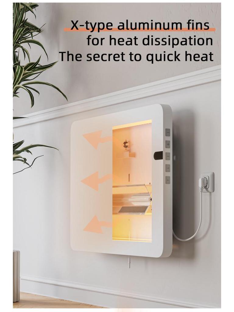 Wall-Mounted Instant Convection Heater, 110V Electric Model, US & Japan Standard, for Home Use.