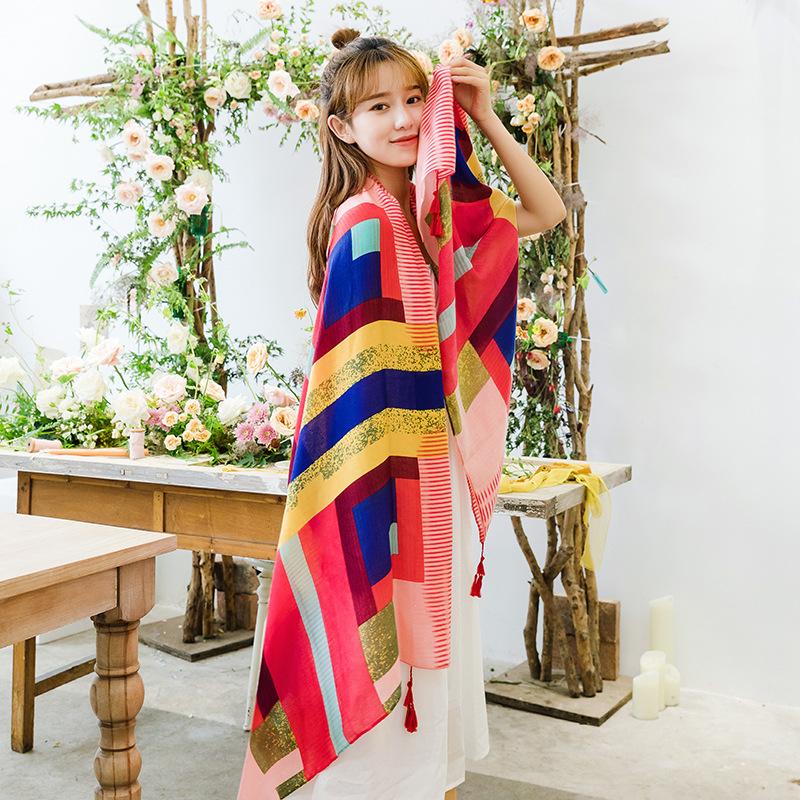 Twill Cotton Printing Cotton And Linen Ethnic Style Scarf Air Conditioner Warm Women'S Variety Sun Protection Shawl Silk Scarf