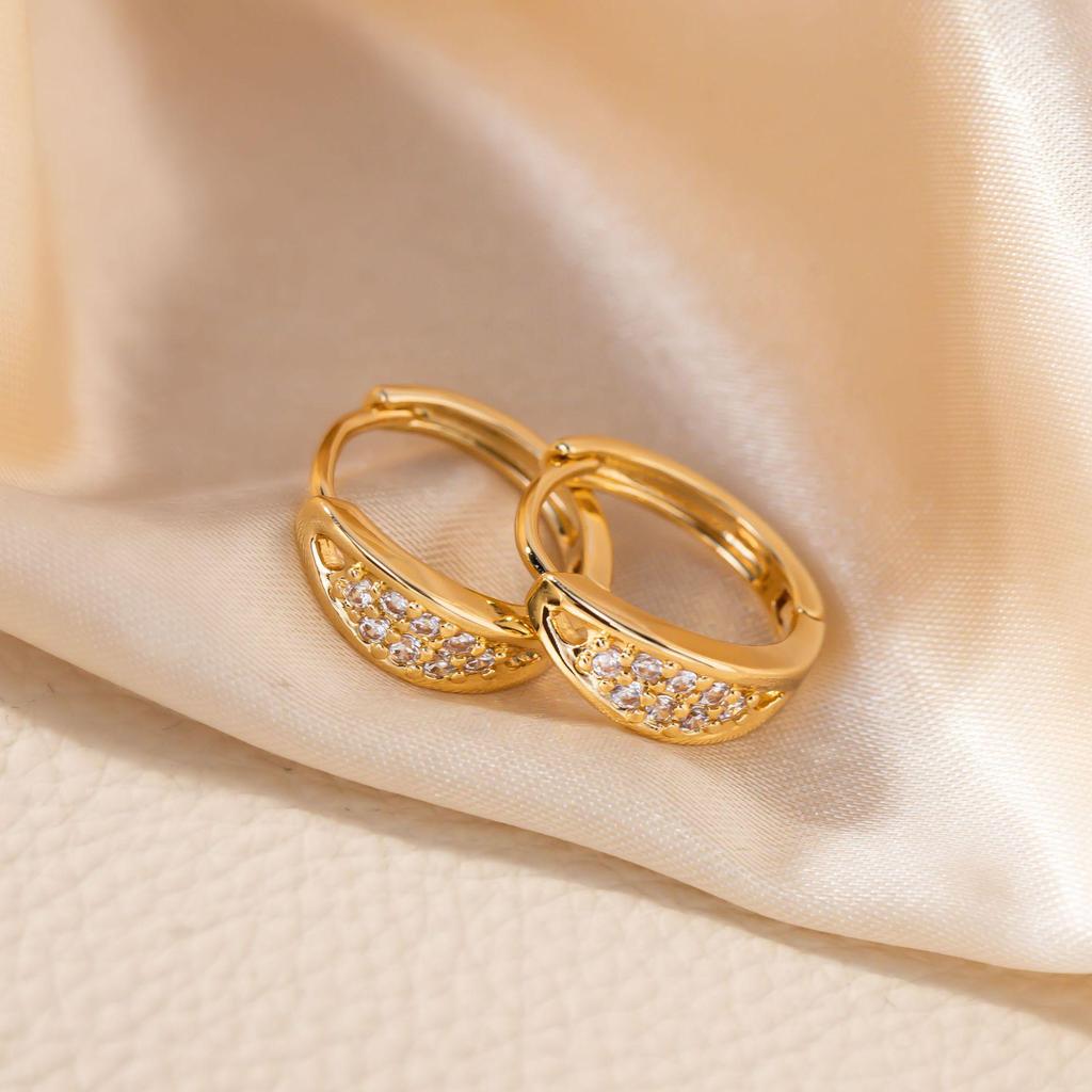 European Retro Rhinestone Zircon Earrings - Elegant Geometric Style