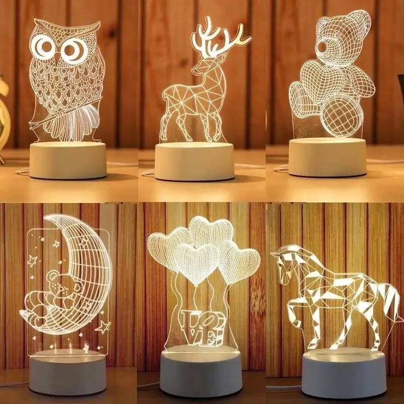 1 Pcs Home Decor with USB Cable Creative 3D Visual LED Night Light Table Lamp Kids Boys Gift Smart Gadgets