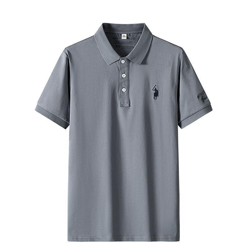 Tricou polo pentru bărbați, de vară, cu mânecă scurtă, brodat, lejer, cu dungi