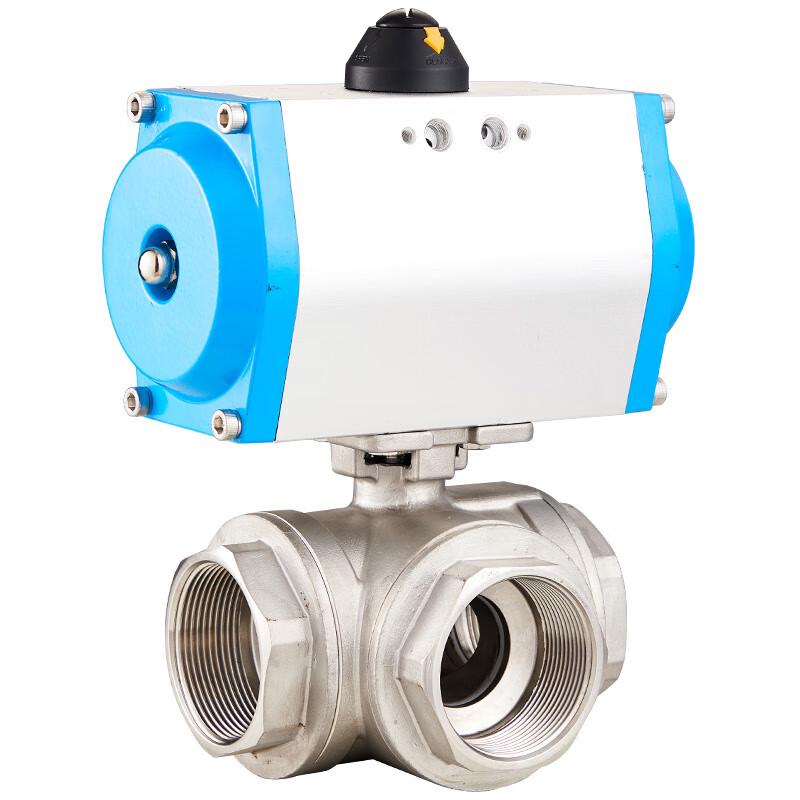 Jikefu Pneumatic 3-Way Stainless Steel Threaded Ball Valve Q614F-16P