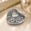 Carved Flower Metal Jewelry Box Metal Construction Heart Jewelry Box  For Earring
