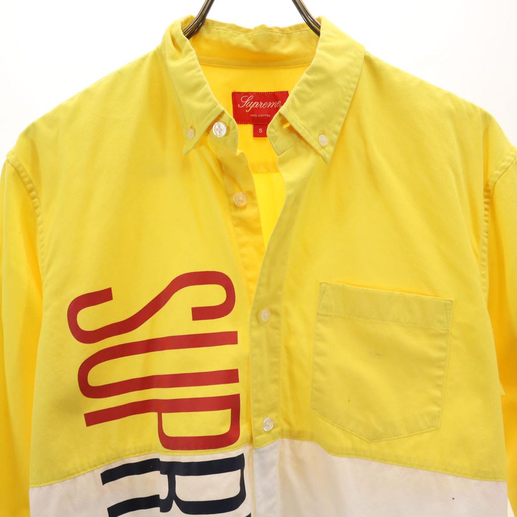 Supreme 14SS Long sleeve Two-tone color Cotton shirt S yellow Men's Used