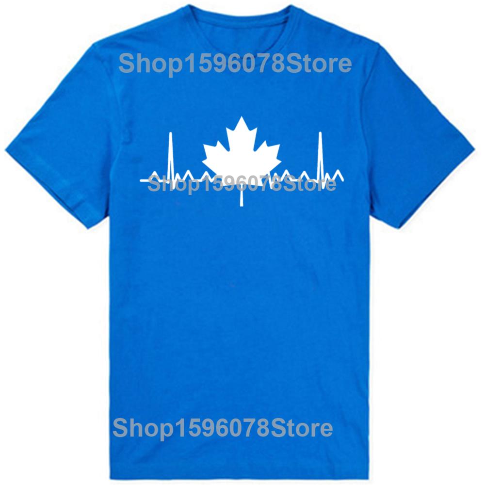 Funny Canada Maple Leaf Heartbeat T Shirts Cotton Streetwear Short Sleeve Gifts Mens Fashion Casual Loose Canadian T Shirt