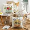 Home Autumn Harvest Pillow Cover New Pumpkin Maple Leaf Linen Print Sofa Pillow