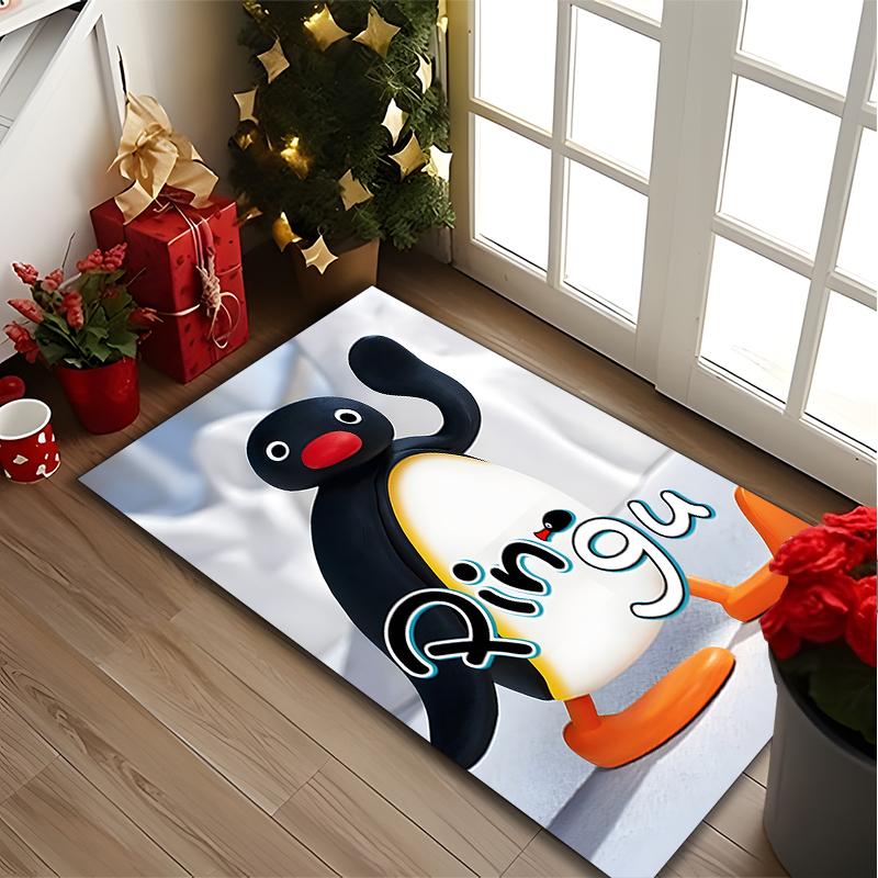 1pc Digital Printed Chair Rug for Home Office Use, Penguin Cartoon Character Carpet Appropriate for All Seasons, Soft Area Carpet